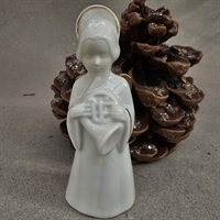 hvid-engel-guld-vinger-spiller-french-horn-Bing-Grøndahl-heavely-music-gammel-julepynt